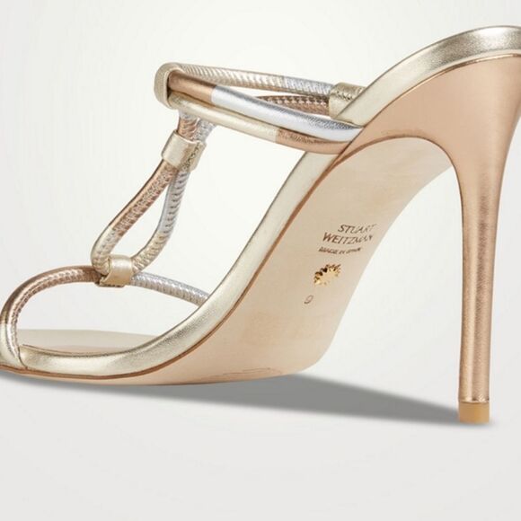 Stuart Weitzman Women's Gold and Silver Heels Size 9.5 New In The Box/Dustbag - Picture 2 of 9